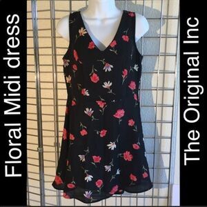 Black Summer Midi floral dress Size 6